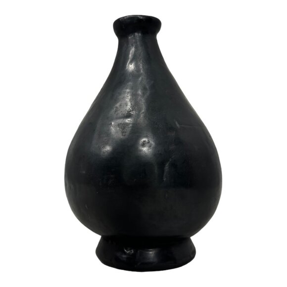 Barro Negro De Oaxaca Vintage Black Clay Vase 7" Artisan Made in Mexico - Picture 3 of 7